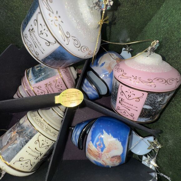24 Bradford Editions Thomas Kinkade Heirloom Glass Starlight Angel BOX ORNAMENTS - Picture 8 of 15